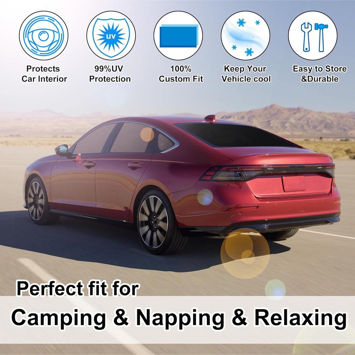 TINGLU Window Shades for Honda Accord 2023 2024 2025 Accessories Car Side Full Windows Windshield Sun Shade Sun UV Rays & Privacy Protection for Camping,Napping,and Relaxing 8PCS