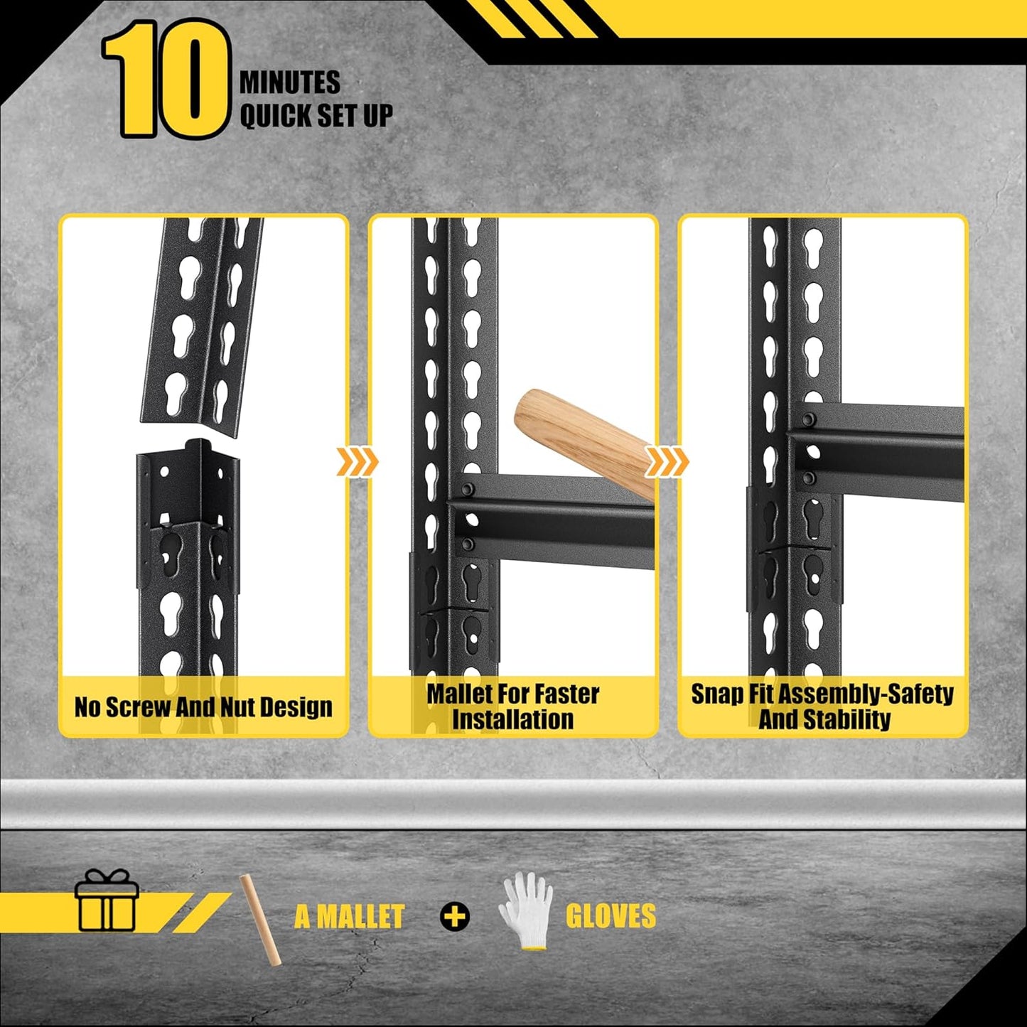 48" W Garage Shelving Heavy Duty,3000LBS Loads Metal Shelving Units and Storage,5-Tier Garage Storage Shelves Heavy Duty, Industrial Utility Shelves,48”W x 24”D x 78”H(Black)