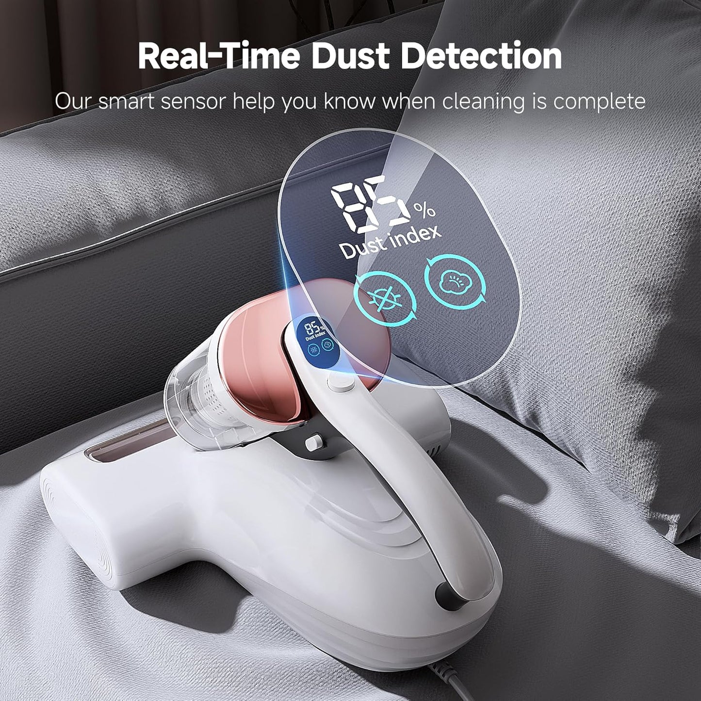 uwant Bed Cleaner with 16Kpa Suction Metal Roller 253.7nm Uv-c Light Mattress Vacuum Cleaner 36000RPM/Min 149℉ Heating HEPA Filter&Ultrasonic Mattress Vacuum for Sofa, Pillow, Bed Throws, Vanilla