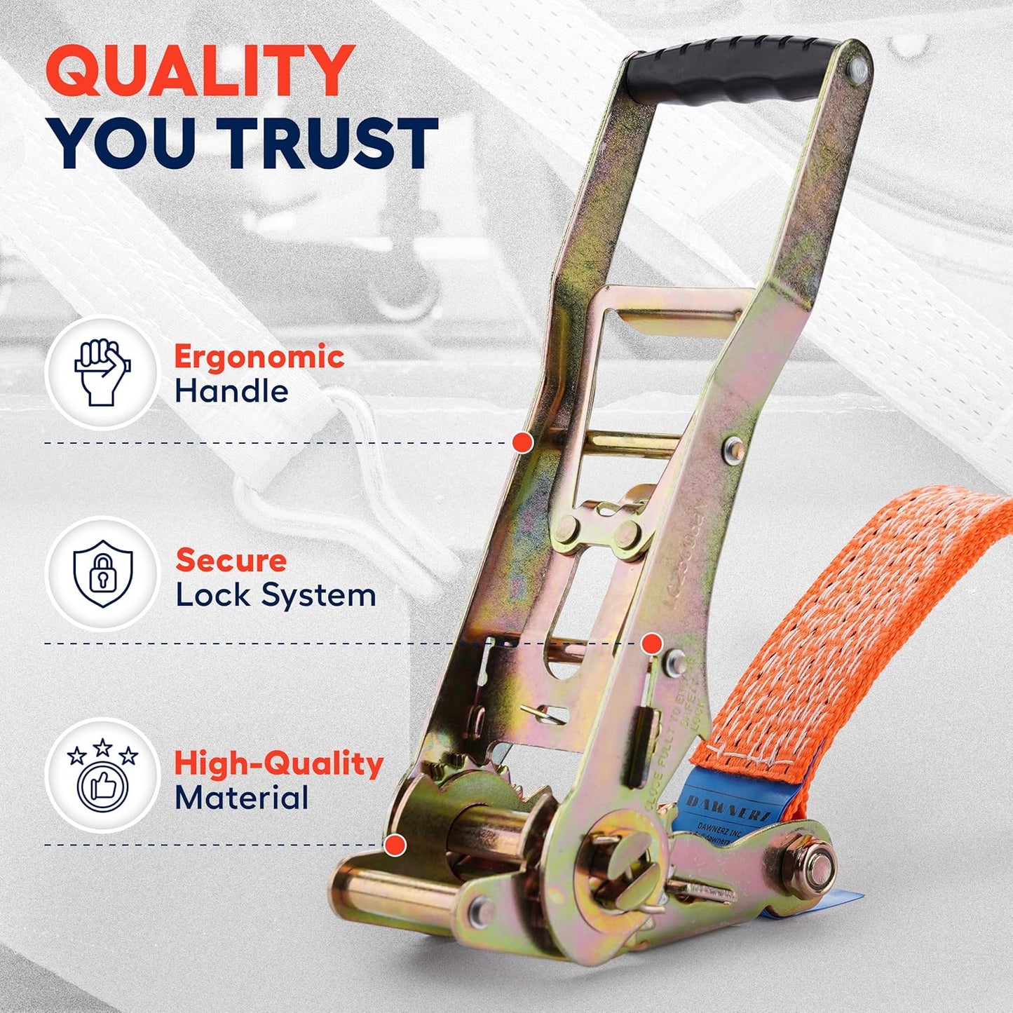 Tie Downs Ratchet Straps 2 inch X 20 ft - Heavy Duty Ratchet Strap with Double J Wire Hooks 11000 Lb Breaking Strength - Cargo Tie Down for Truck and Trailer