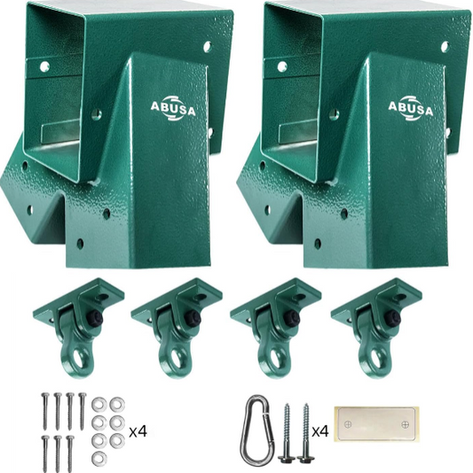 Heavy Duty Swing Set Brackets – Includes 2 Light Green A-Frame Brackets and 4 Swing Hangers for Playground Equipment
