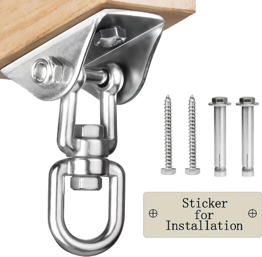 Heavy Duty Swing Hangers – 2000 LB Capacity Stainless Steel 360° Swivel Hardware for Porch, Playground, Yoga, Hammock, and Heavy Bags (2-Pack)