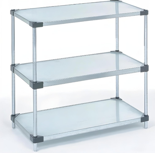 Omega 3-Tier Solid Galvanized Shelves – 24" D x 54" W x 34" H Heavy-Duty Storage Rack, NSF Certified for Kitchen, Garage, Office, Restaurant, and Warehouse