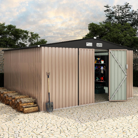 10x12 FT Metal Storage Shed Review – Heavy-Duty Outdoor Tool Shed with Lockable Door and Air Vents for Backyard Organization