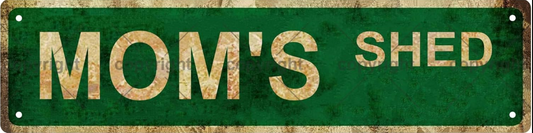 MOM'S SHED Vintage Metal Tin Sign – Rustic Wall Decor for Home, Garage, Bar, and Cafe Spaces