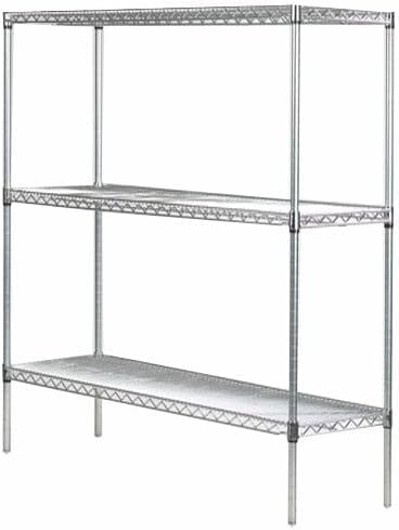 Omega Stainless Steel Shelves, 24" Deep x 48" Wide x 34" High 3 Tier Heavy Duty Wire Shelving Unit for Kitchen Garage Office Restaurant Warehouse 800-lb Per Shelf Weight Capacity