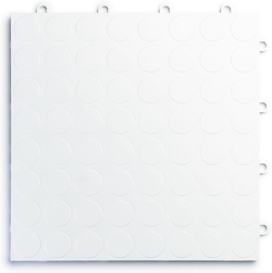 Big Floors RaceDeck CircleTrac, Interlocking Non-Slip Garage Flooring Tile, Durable, Modular, Heavy-Duty Copolymer, Easy Install (White, 12 Pack of 12 x 12" Tiles)