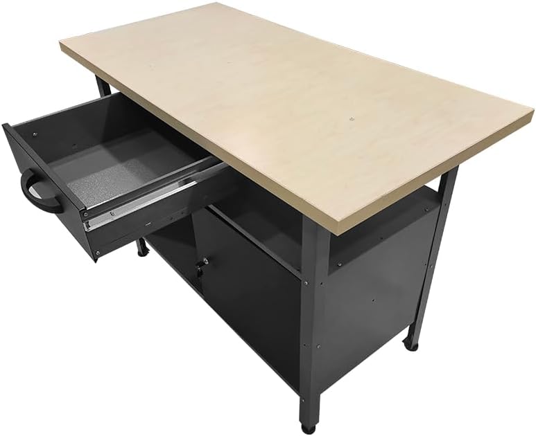 Garage Tool Storage Cabinet Workbench with Wood Top, for Factories Auto Repair Shops