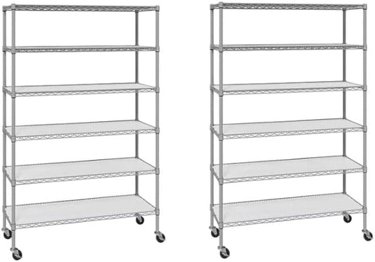 Organize in Style with The Members Mark 6-Tier NSF Heavy Duty Wire Shelving, 47.75" W x 18" D x 75.5" H (Granite, 2 PACK)