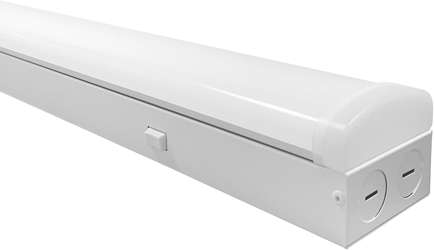 8FT LED Linear Strip Light, LED Shop Lights 60W/70W/80W Selectable,4 Color Selectable 3500K-6000K Adjustable,0-10V Dimmable Commercial Garage Office Ceiling Light Fixture, ETL DLC Listed-6 Pack