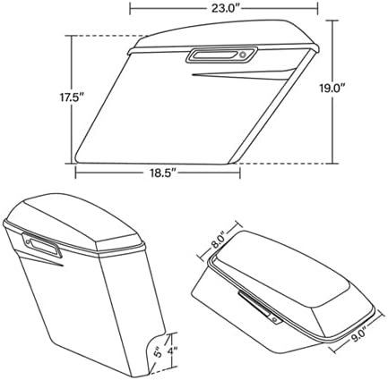 XFMT Motorcycle Vivid Black 5" Stretched Saddlebags Extended Hard Saddle Bags W/Black Latches For Harley Touring Road King Street Glide Road Glide Electra Glide Ultra Classic 2014-2023