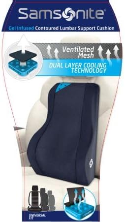 Samsonite Ergonomic Lumbar Support Pillow for Office Chair and Car Seat - Memory Foam Back Support Lumbar Pillow, Premium Cushion Chair Support for Lower Back Pain Relief and Versatile Use (Navy)