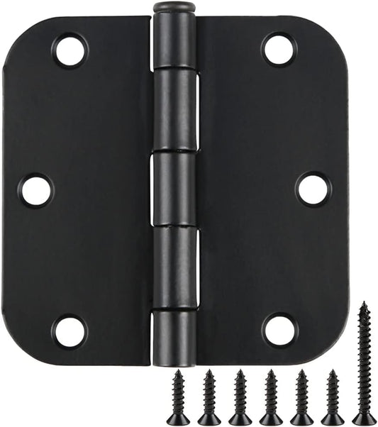 TDCHINGES 30 Pack Rounded Matte Black Door Hinges 3.5 Inch 5/8" Radius Interior 3 1/2 Inch Flat Iron Bifold Easy Installation Standard Hinge No Squeak,Bedroom Indoor for Doors 3 ½" Hardware Controls