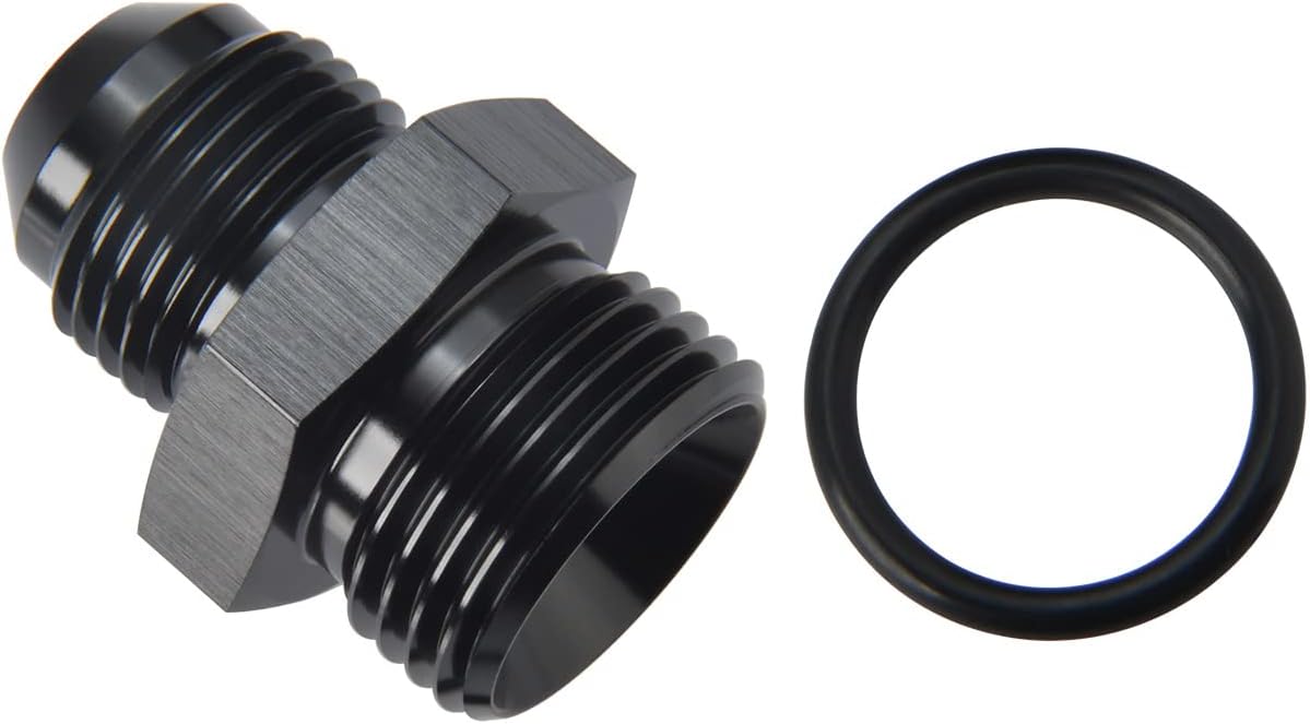8AN Male Flare to 10AN ORB O-ring Boss Fuel Pump Rail Adapter Fitting Aluminum Black