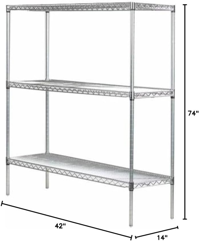 Omega 14" Deep x 42" Wide x 74" High 3 Tier Gray Starter Shelving Unit