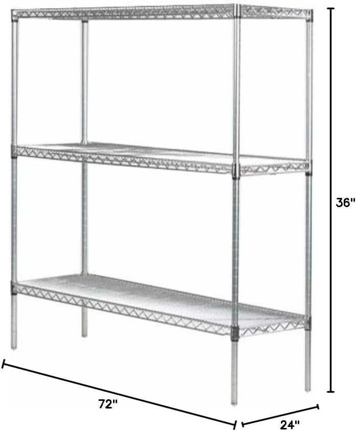 Omega 24" Deep x 72" Wide x 36" High 3 Tier Gray Starter Shelving Unit