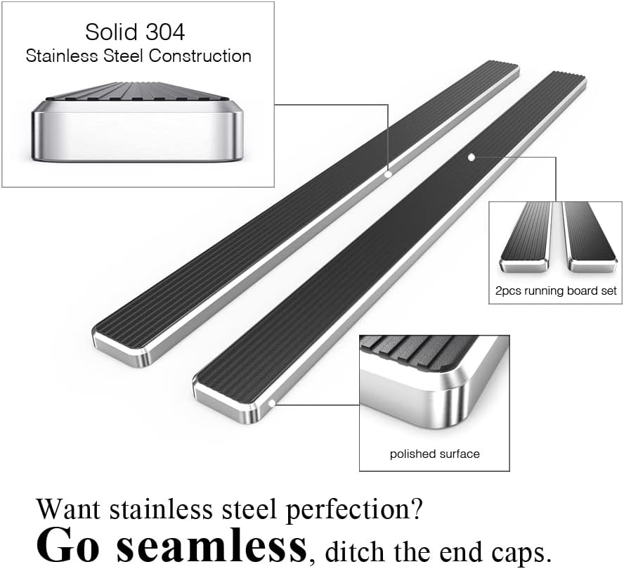 APS (304 Stainless Steel Polished Silver 5 inches) Running Boards Nerf Bars Side Steps Compatible with Ford F150 2015-2025 Regular Cab & F-250 F-350 Super Duty 2017-2025