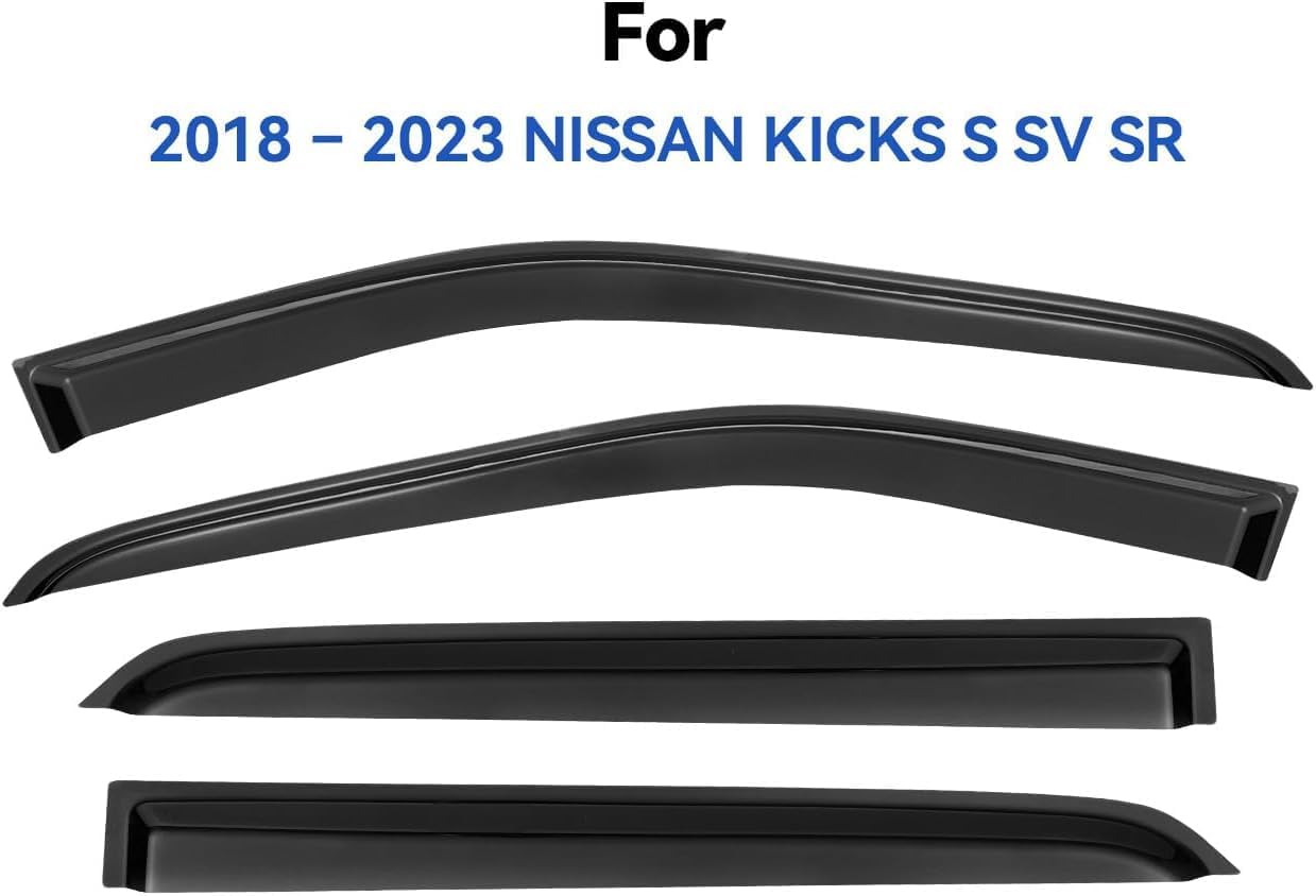 Window Visors Rain Guards for 2018 2019 2020 2021 2022 2023 2024 Nissan Kicks, Out-Channel Window Vent Wind Deflectors Visors Shades for 18-24 Kicks