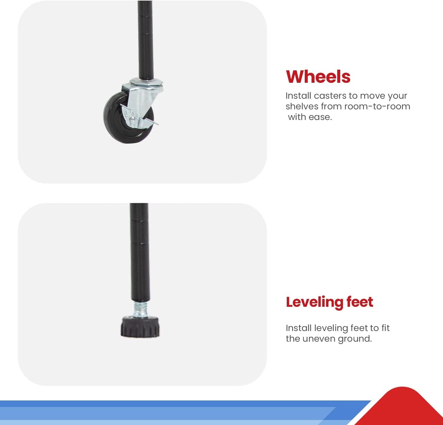 6 Tier Adjustable Metal Shelf Wire Shelving Unit Storage with Wheels 2100LBS Capacity 18" D x 48" W x 82" H for Restaurant Garage Pantry Kitchen Garage Rack,Black