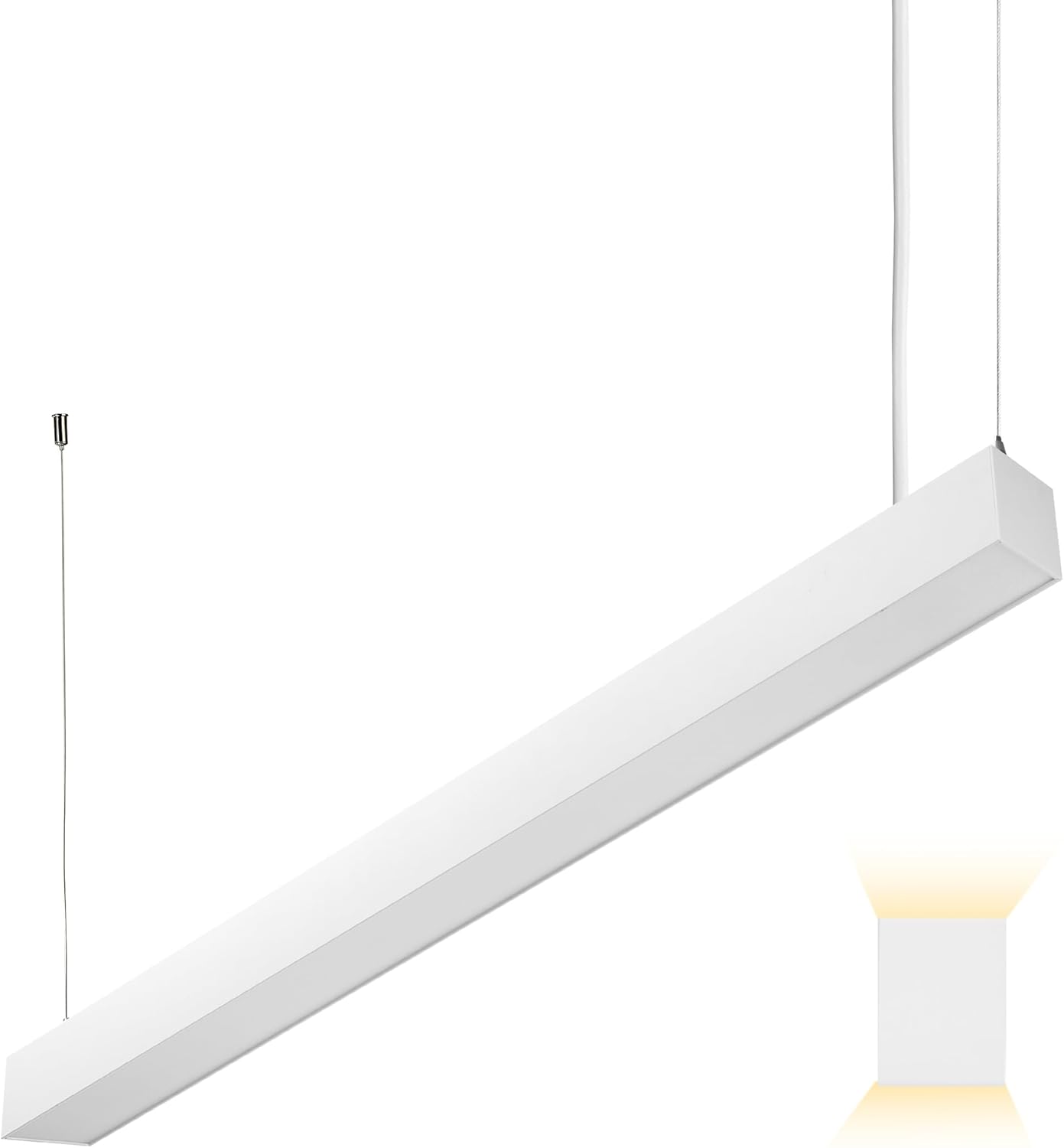 Maxxima 4 ft. LED Linear Light, Up and Down Adjustable Light Output, 3 CCT 3500K/4000K/5000K, Commercial and Residential 36W Suspension Pendant, Ideal for Office, Home, Shop, Garage, School