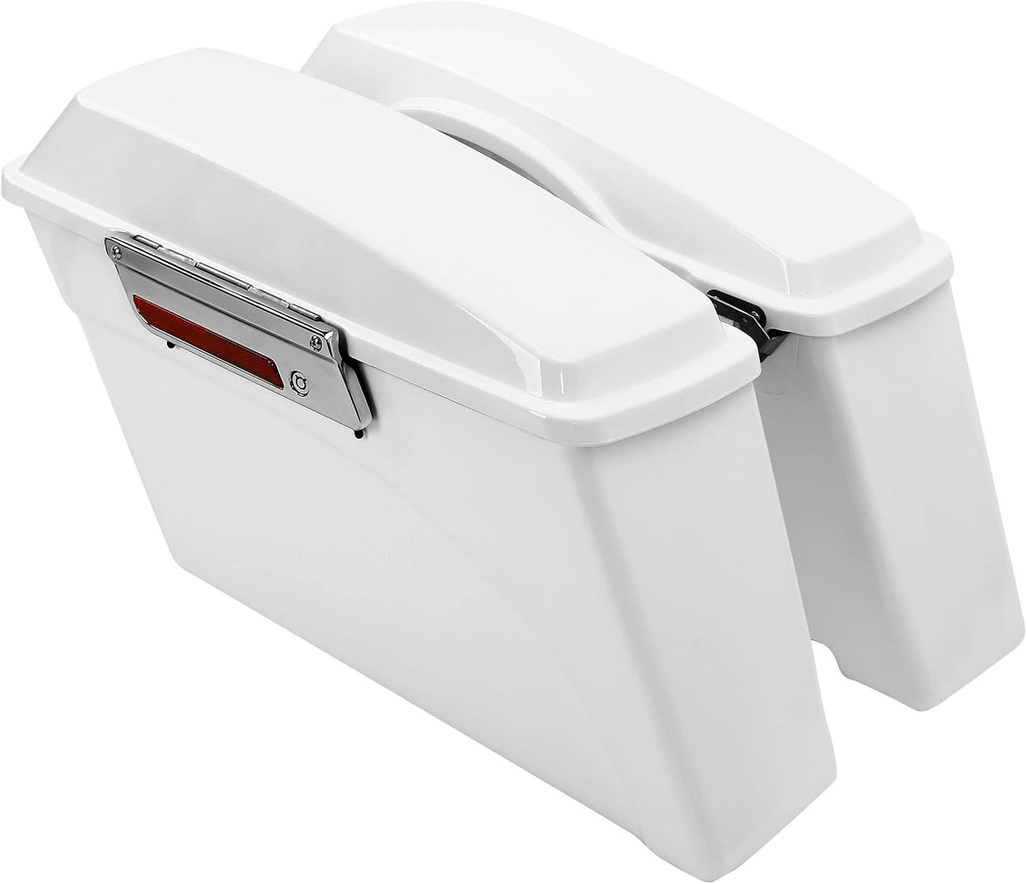 XFMT Motorcycle Saddlebags White Hard Saddle Bags Trunk For Harley Touring Road King Street Glide Road Glide Electra Glide Ultra Classic 1994-2013