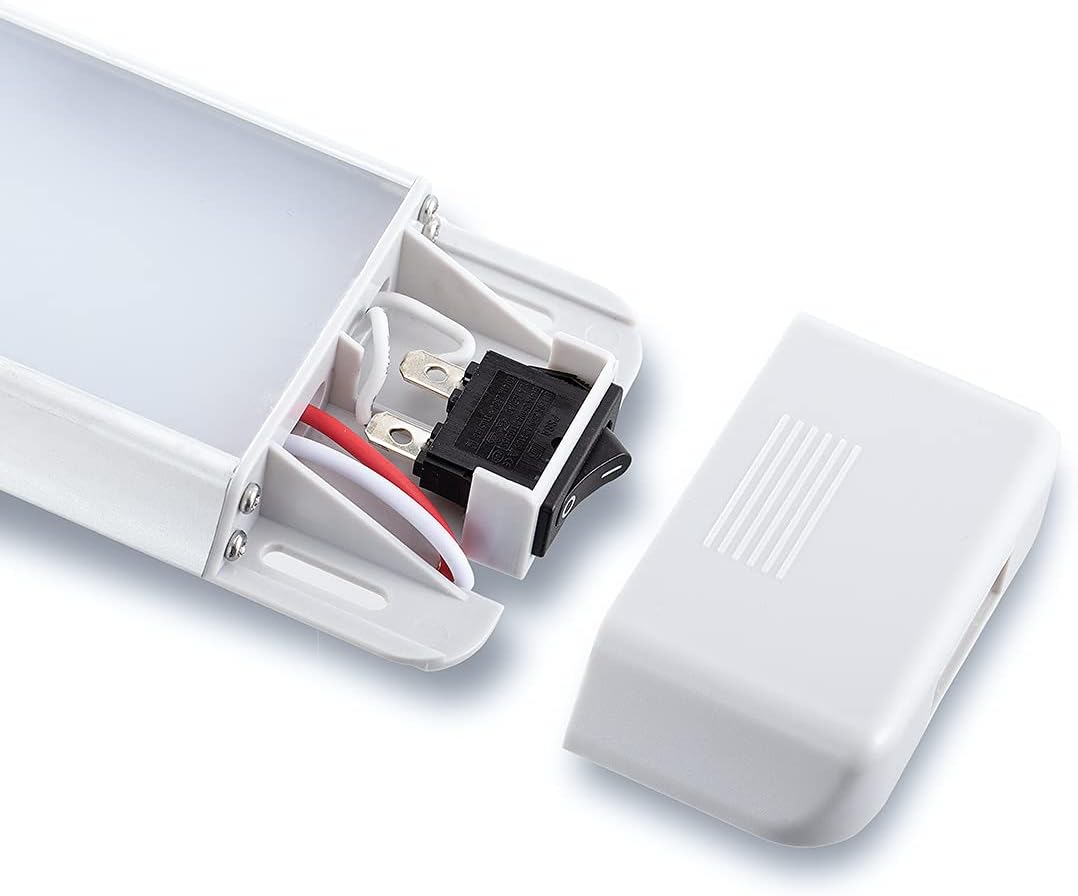 LED Interior Utility Light Fixture 14.6" x 2.6", High Lumen-Output Low Current Draw Energy Efficient, Frosted Lens 6000K Cool-White Even Diffused Beam, On/Off Rocker Switch 12V-24V DC, 1-Pack