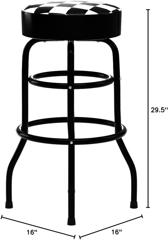 Performance Tool W85023 28-1/2-Inch Checkerboard 360 Degree Swivel Stool, Heavy Duty Steel Frame Is Perfect for Home, Bar and Shop