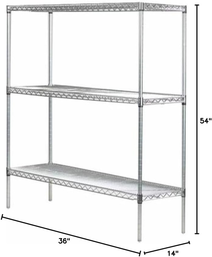 Omega 14" Deep x 36" Wide x 54" High 3 Tier Gray Starter Shelving Unit