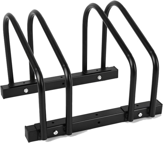 iCool Bikes Floor Bike Stand for 2 Bike, Bike Parking Rack Garage Bike Storage Indoor/Outdoor Stand, Max. Tire Width 2.15"