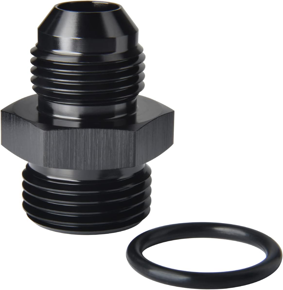 8AN Male Flare to 10AN ORB O-ring Boss Fuel Pump Rail Adapter Fitting Aluminum Black
