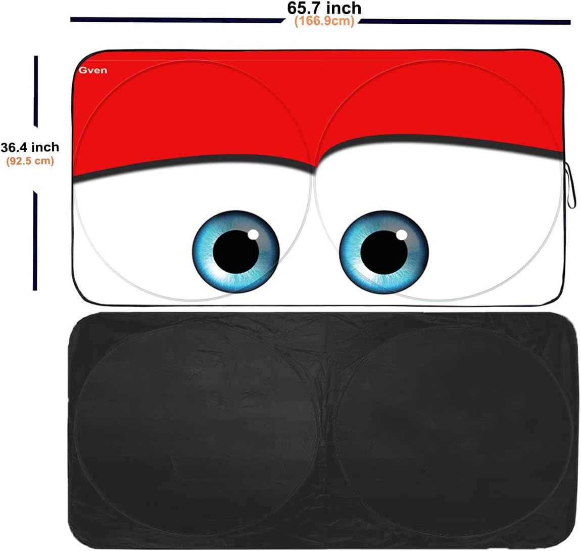 Gven Windshield Sun Shade 2025 Truck Windshield Cover Sun Shade Automotive Interior Sun Protection Front Windshield Car Eyes Sun Visor Protector Blocks UV Rays Keep Your Vehicle Cool (Red, XL)