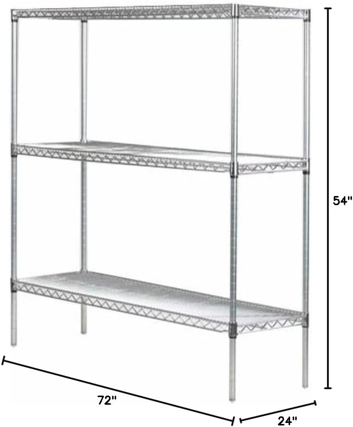 Omega 24" Deep x 72" Wide x 54" High 3 Tier Gray Starter Shelving Unit