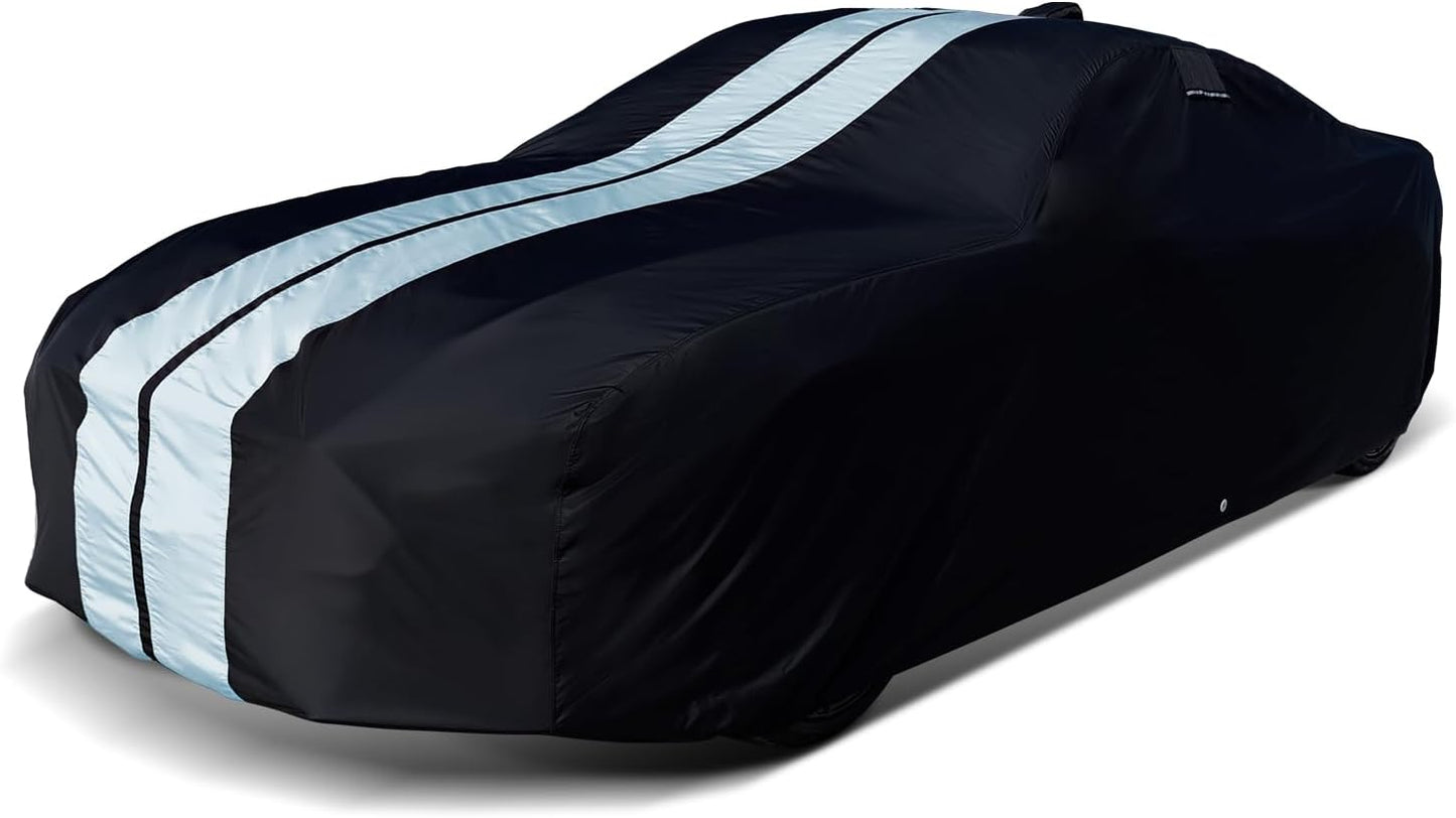 iCarCover Custom Car Cover for Pontiac Safari Wagon (1958-1964) Waterproof All-Weather Rain Snow UV Sun Protector Full Exterior Indoor Outdoor Car Cover (Stripe - Black/Gray)