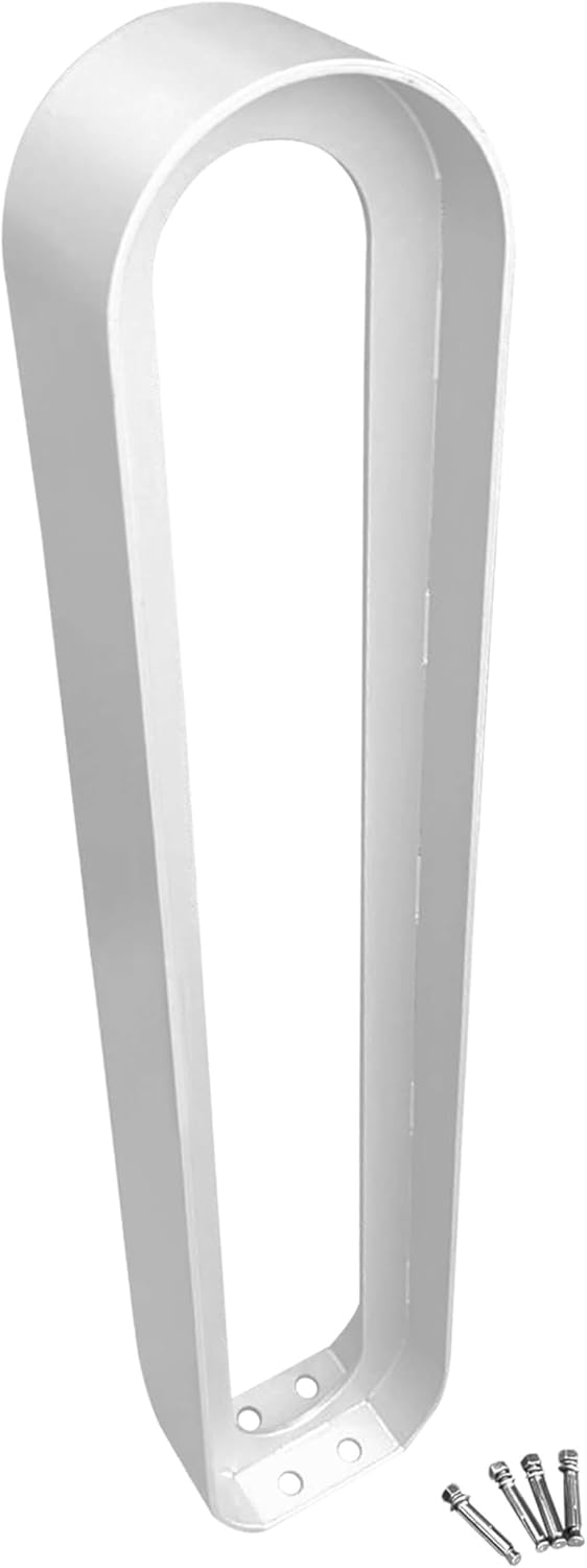 Sandbaggy Modern Commercial Bike Rack | 6.5” x 3” x 35” Oval Design | In-Ground | Anchor Bolts Included (White, 20)