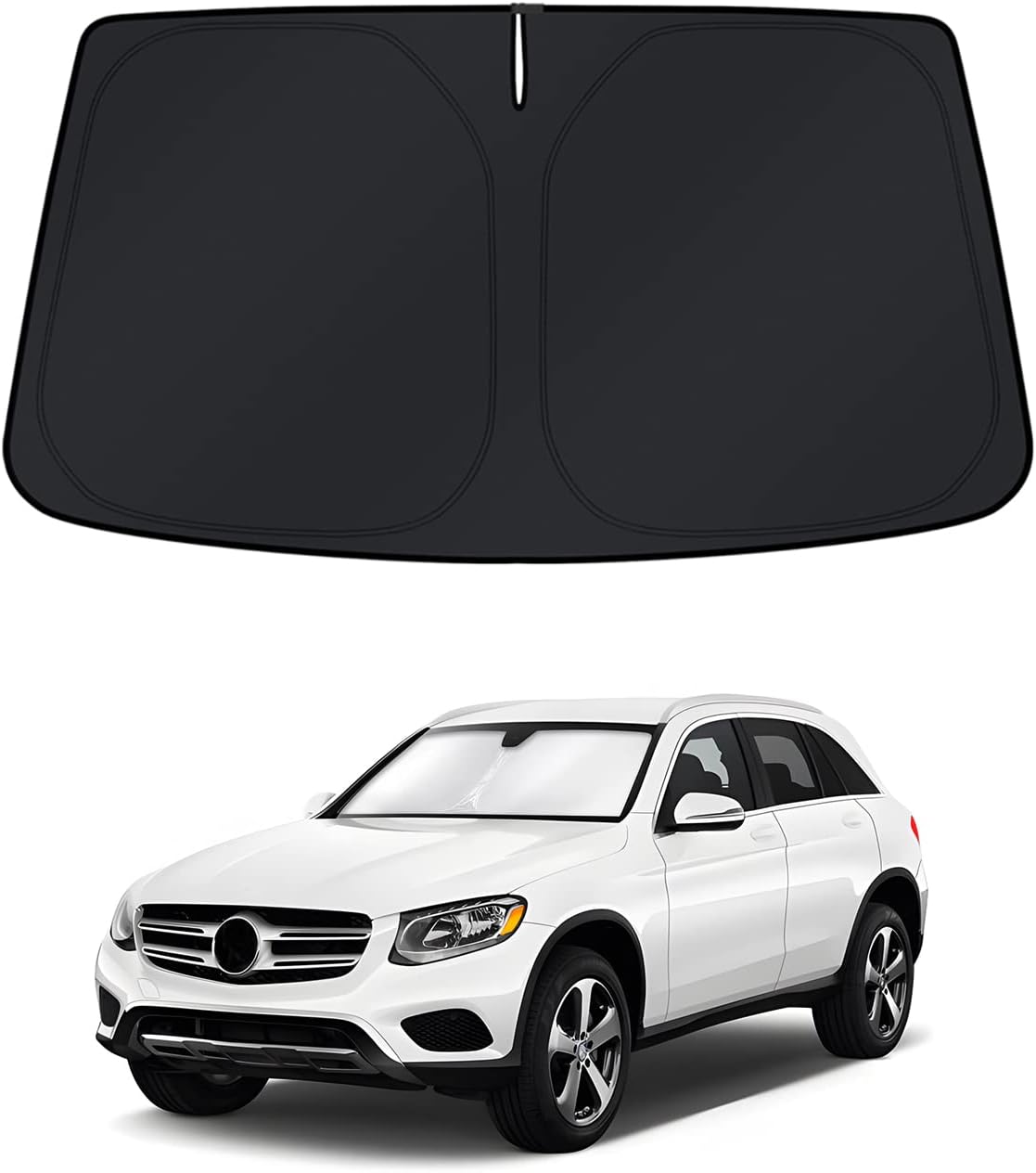 KUST Windshield Sun Shade for 2016–2022 Mercedes-Benz GLC 300 Window Shade Sun Visor Cover Foldable Blocks UV Rays Keep Your Car Cooler