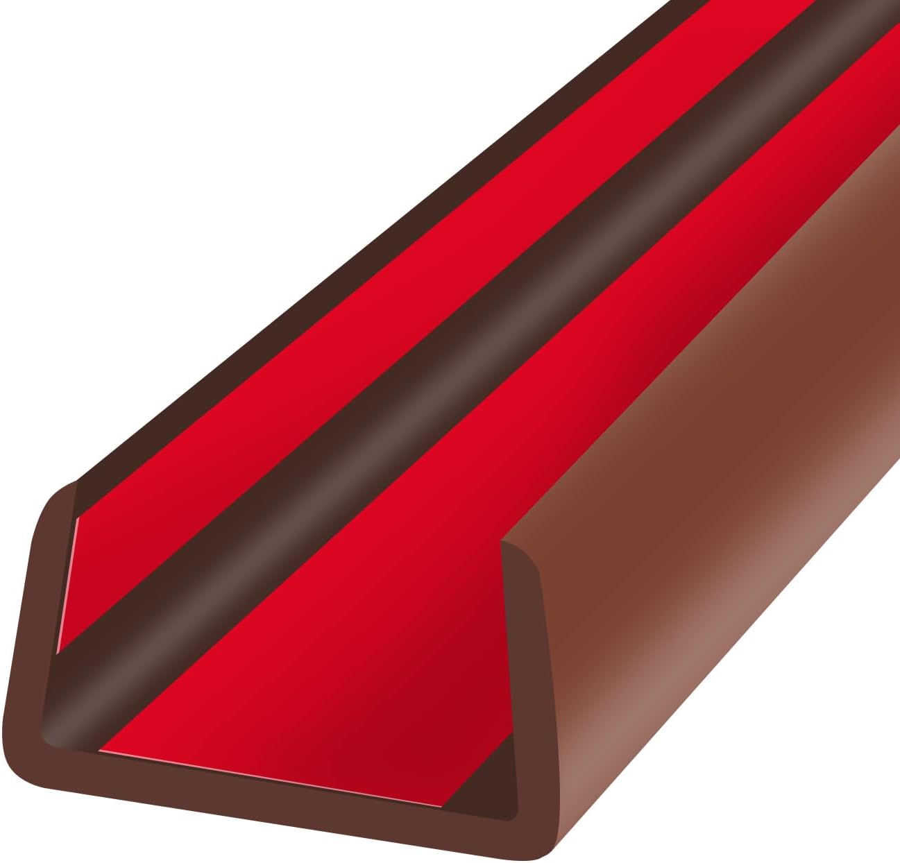 Rubber Edge Trim, Flexible Self Adhesive U Shaped Peel and Stick Edge Banding, 1-1/2"(38mm) U Channel Edge Protector, Edge Guards for Woods, Furniture, 20Ft, Brown Color