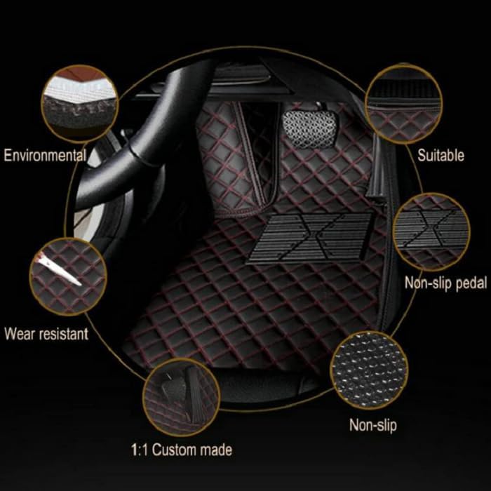 Customized Personalized car Floor mats, All-Weather Luxury car Floor mats, Waterproof and Anti Slip Leather car Floor mat Lining, 95% Customized car, Truck, and SUV Floor mats (Edge Pink)