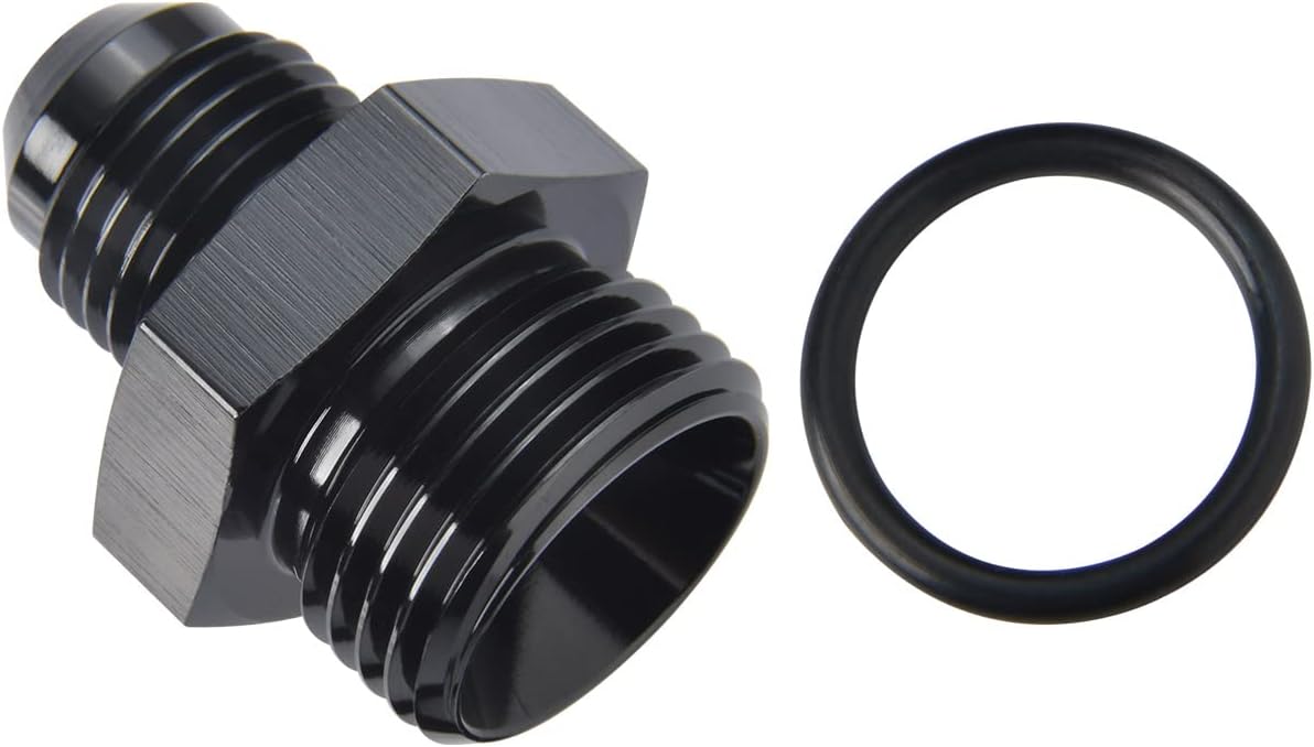 4AN Male Flare to 6AN ORB O-ring Boss Fuel Pump Rail Adapter Fitting Aluminum Black