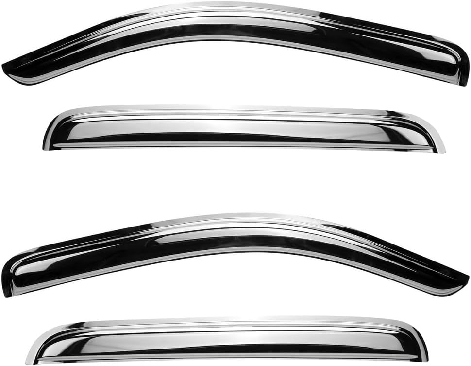 94966Y Chrome Side Window Visor Wind Vent Deflector,4pcs Outside Mount Style Shade Sun Rain Guards Set fit for 2015-2020 Cadillac Escalade ESV,Chevy Suburban 1500,GMC Yukon XL