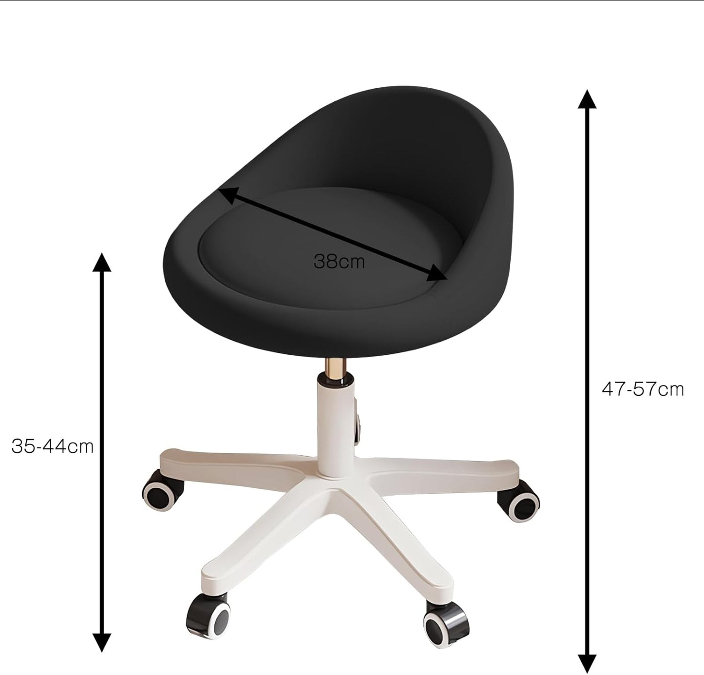 Rolling Stool Set of 2 Rolling Hydraulic Salon Stool with Low Backrest - Adjustable Swivel Chair for SPA, Shop, Salon, Massage, or Medical Office Black