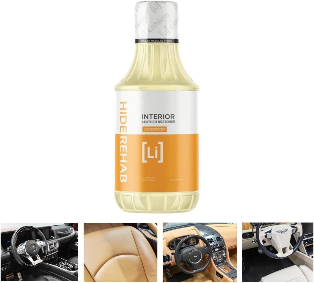 Lithium Hide Rehab Car Leather Cleaner and Conditioner - All Natural Premium Leather Conditioner for Car Interiors - Hydrates, Moisturizes, and Protects Leather - Leather Restorer (16 Ounce)