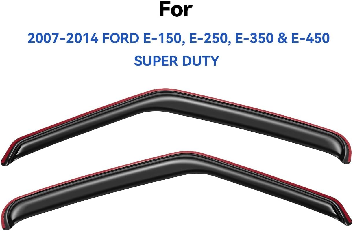 in-Channel Window Visors Rain Guards Shield for 2007-2014 Ford E-150/E-250/E-350/E-450 Super Duty, Window Vent Wind Deflectors Visors Shades for 07-14 E150 E250 E350 E450