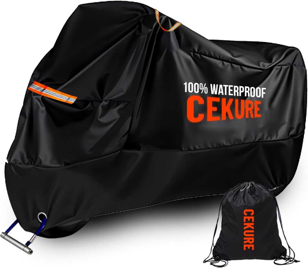 Your Ride! Heavy Duty Motorcycle Cover Waterproof Outdoor 210 Oxford Fabric with Heat Sealed Seams Ultra Waterproof Fits up to 105" All Weather Scooter Cover for Sport Bike with Carry Bag