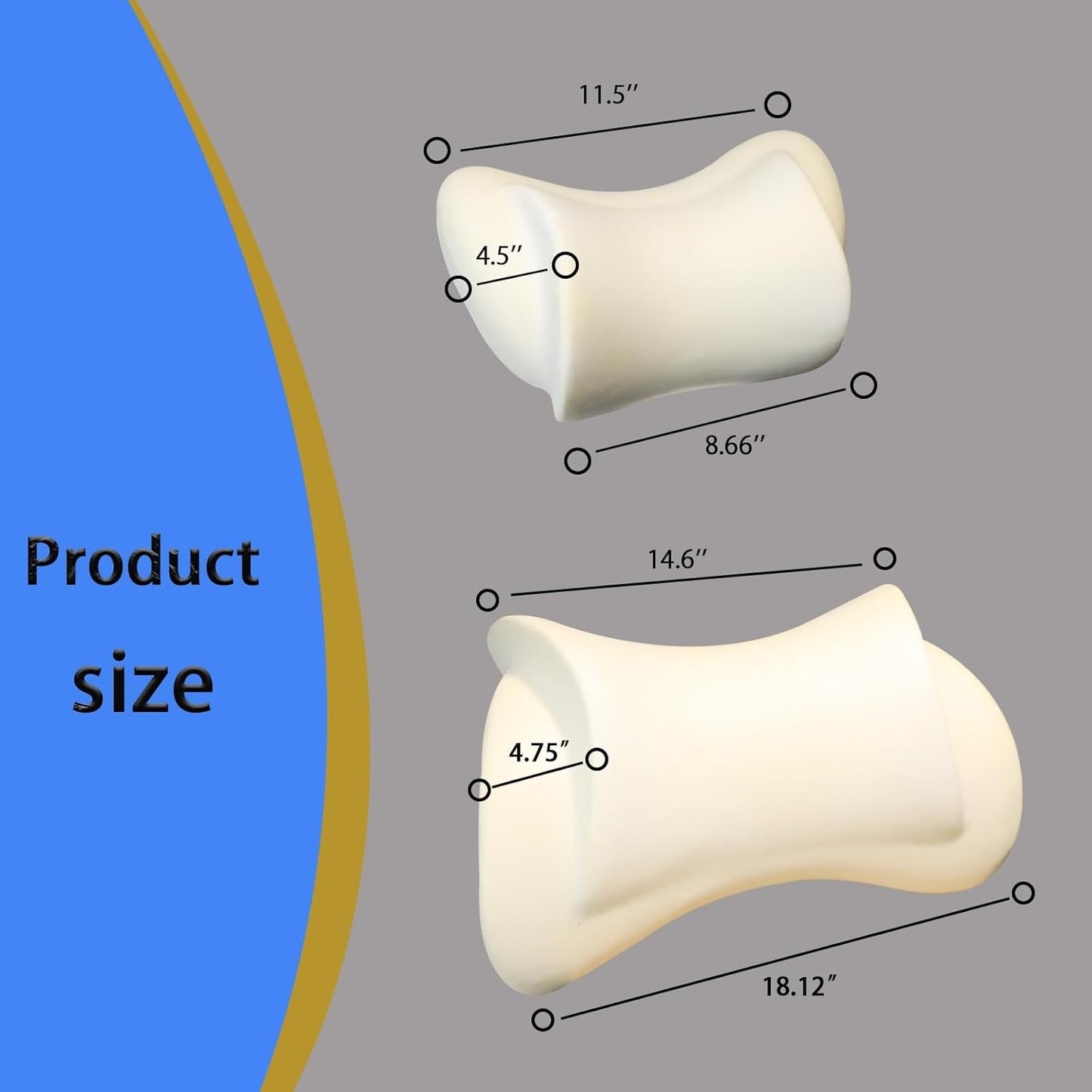 Lumbar Support Pillow for Car,Car Neck Pillow Kit for Car with Adjustable Strap,Car Headrest Pillow Ergonomic Design for Comfort