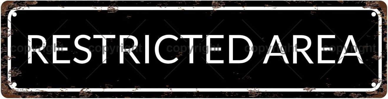 RESTRICTED AREA Space Vintage Metal Tin Street Sign Bar Cafe Garage Cave Home Room Wall Bathroom Farmhouse Garden Porch Patio Decor, 16 x 4 Inch