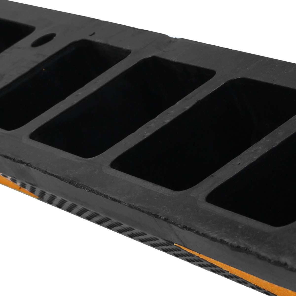 72" Rubber Parking Curbs Block Target with 8 High Reflective Yellow Safety Stripes Wheel Stop for Car Truck RV and Trailer Stop Aid 2 Pack