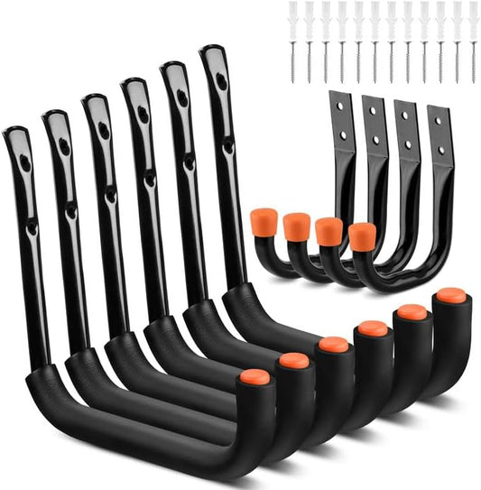 HORUSDY 10-Pack Garage Hooks, Utility Hook, 9" & 6” Garage Heavy Duty Wall Hook for Bikes, Kayak and Hanging Ladders