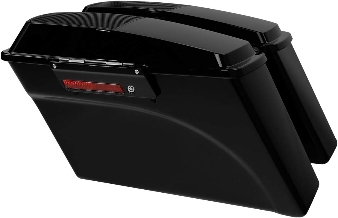 XFMT Glossy Black Hard Saddlebags W/ 6x9 Speaker Lids Black Latches For Harley Touring Road King Street Glide Road Glide Electra Glide Ultra Classic 1994-2013