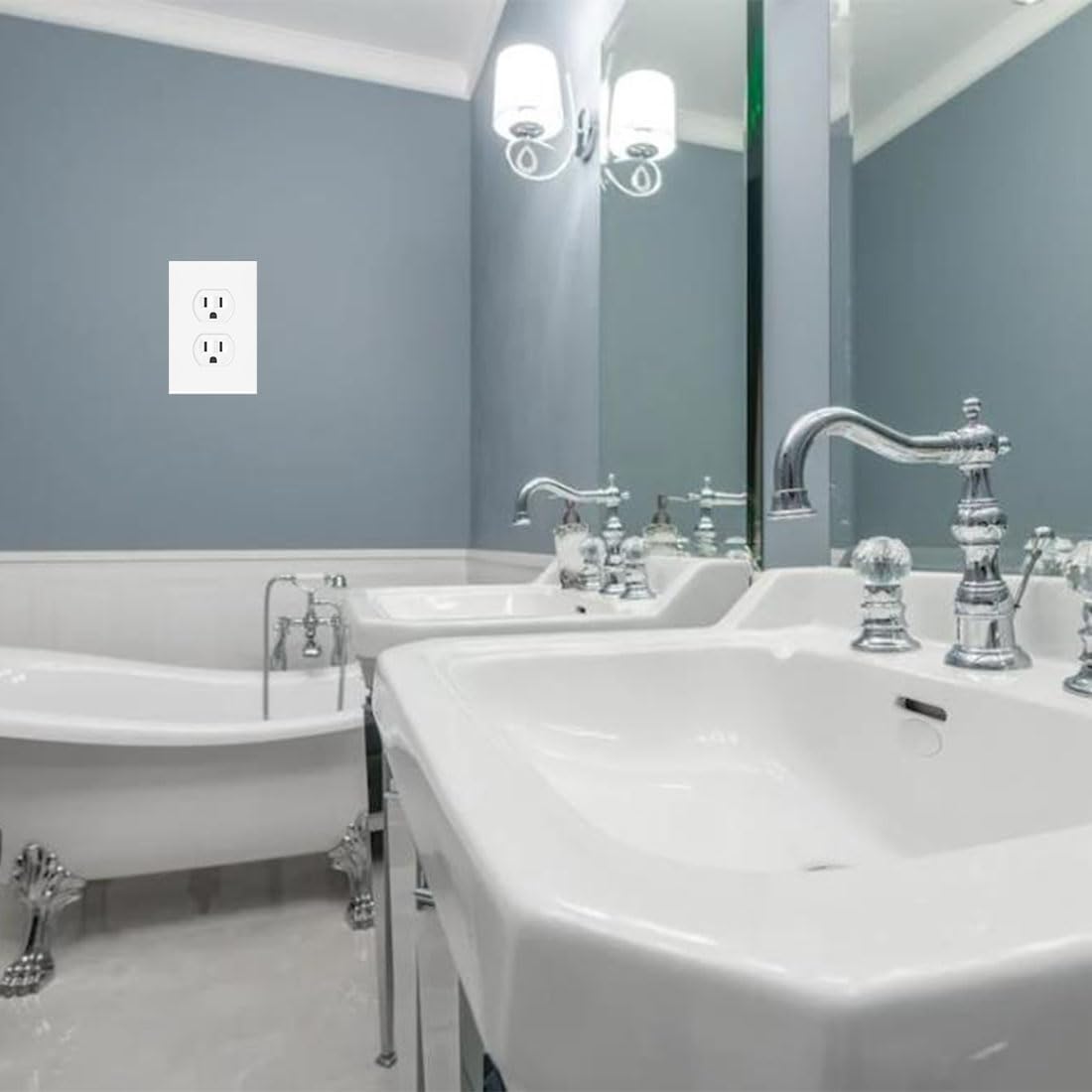 1-Gang Screwless Duplex Wall Plate Cover Single Switch Outlet Electrical Faceplate for Light Switch, Smart Switch, Receptacle, Dimmers, USB Outlet, GFCI, Child Safe Cover Plate, White (4-Pack)