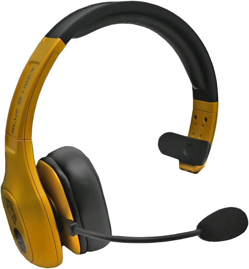Blue Tiger Storm Gold - Premium Trucker Bluetooth Headset-Wireless Noise Canceling Mono Headset with Mic -High-Fidelity Sound, 30-Hour Talk Time, USB-C Charging - for Truck Drivers, Bluetooth 5.0